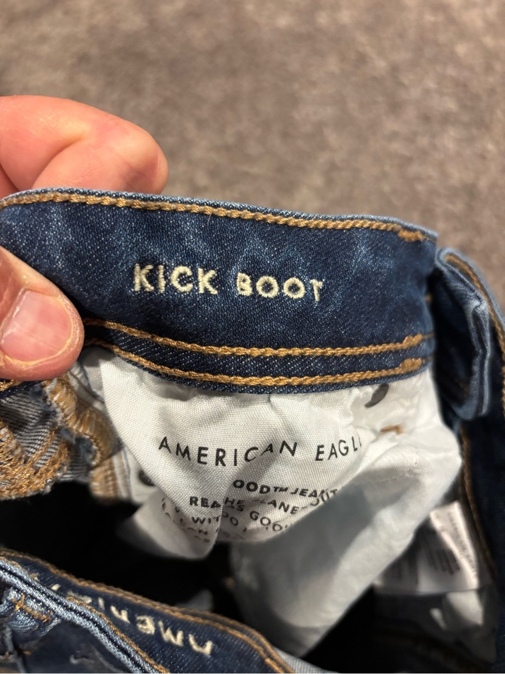 Womens American Eagle Dark Blue Kick Boot Jeans - Picture 4 of 6